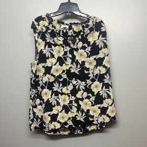 Mercer & Madison Black and Yellow Floral Sleeveless Blouse